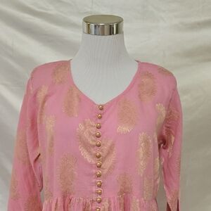Pink and Gold Long Sleeve Dress
